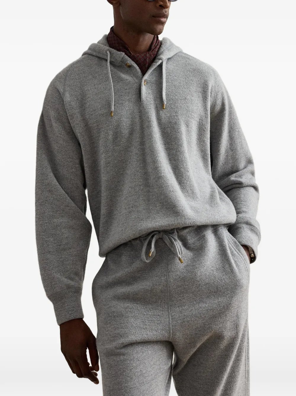 Ralph Lauren Purple Label Hoodie met trekkoord en knopen Grijs