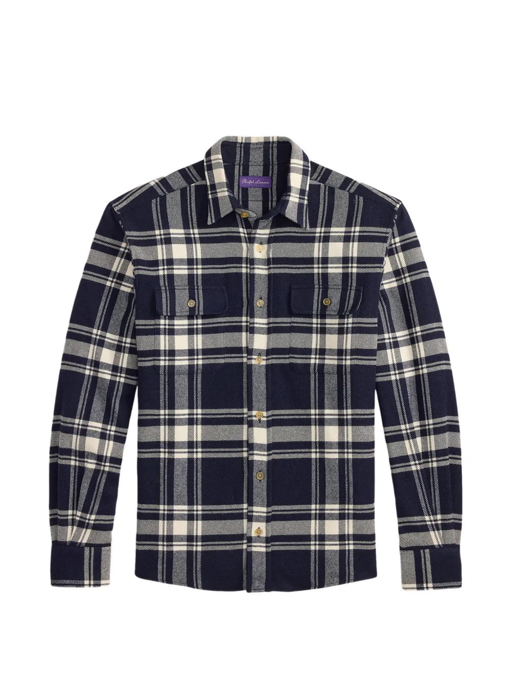 Ralph Lauren Purple Label Cooper check-pattern flap-pocket cotton shirt