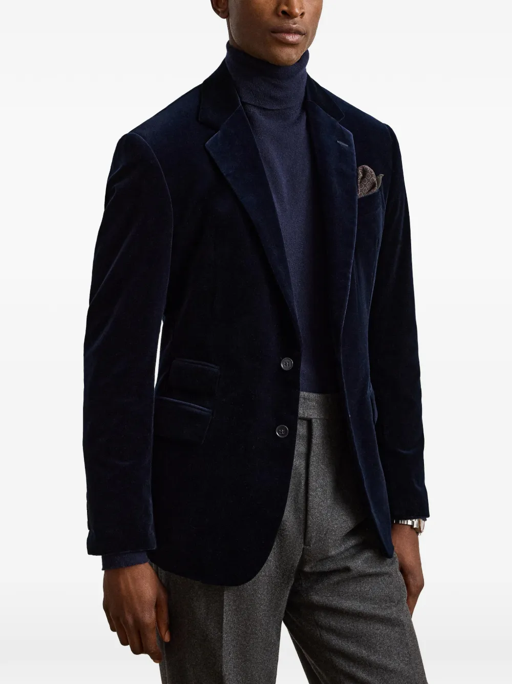 Ralph Lauren Purple Label Kent velvet blazer Blauw