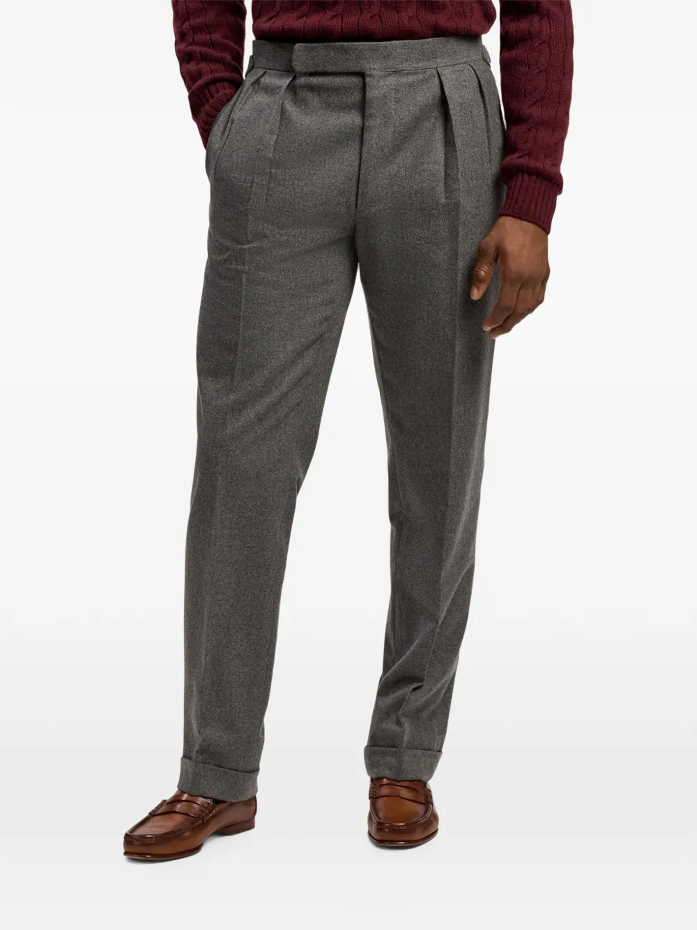 Ralph Lauren Purple Label Gregory wollen plooibroek Grijs