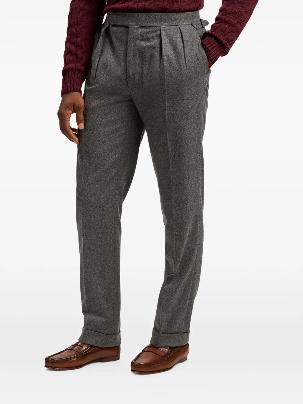 Ralph Lauren Purple Label Gregory wollen plooibroek Grijs