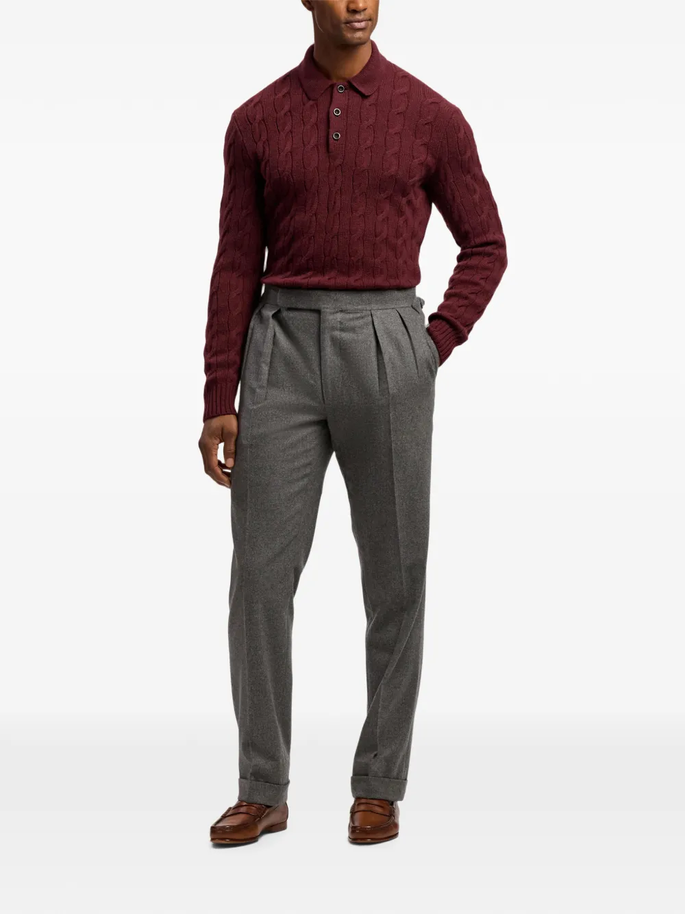 Ralph Lauren Purple Label Gregory wollen plooibroek Grijs