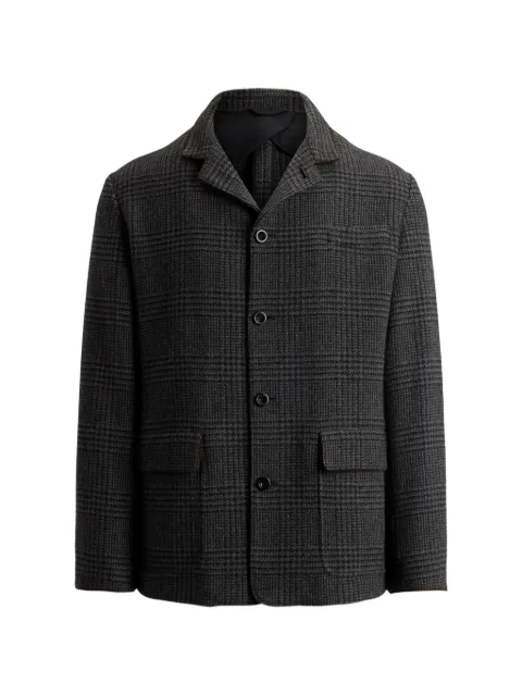Ralph Lauren Purple Label Glen-check suede-trim cashmere jacket