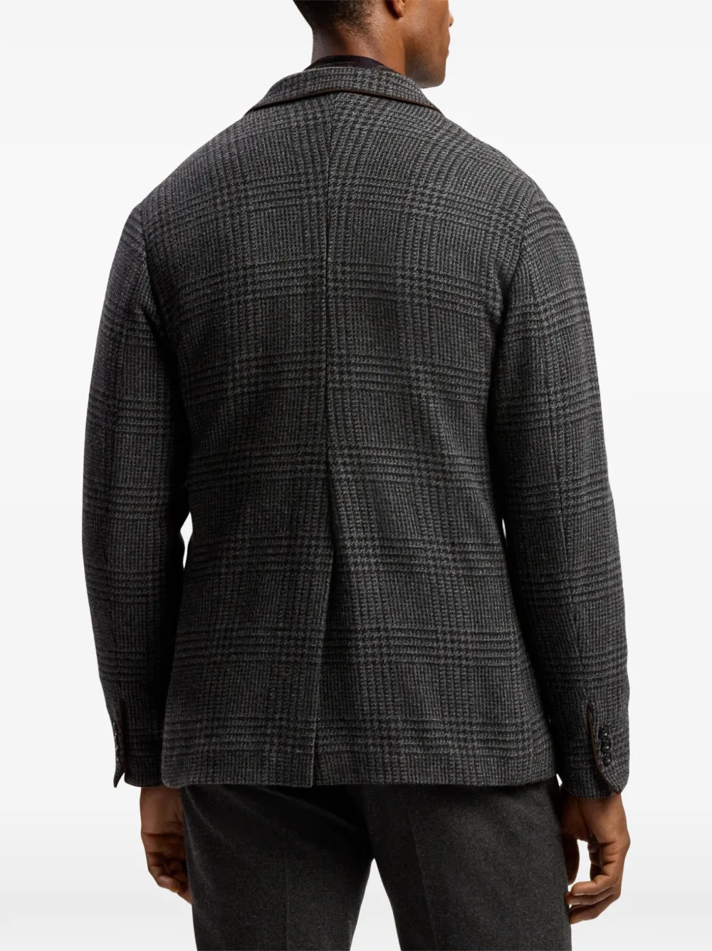 Ralph Lauren Purple Label Kasjmier jack met suède afwerking en Glen-ruit Grijs
