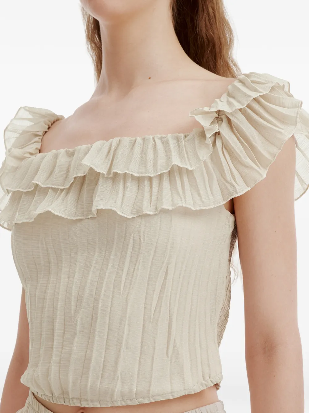 b+ab Jumpsuit met ruches Beige
