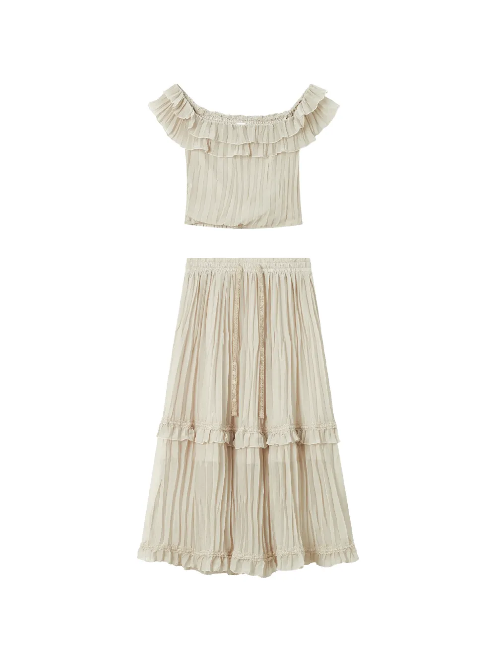 b+ab ruffled pleated jumpsuit - Toni neutri