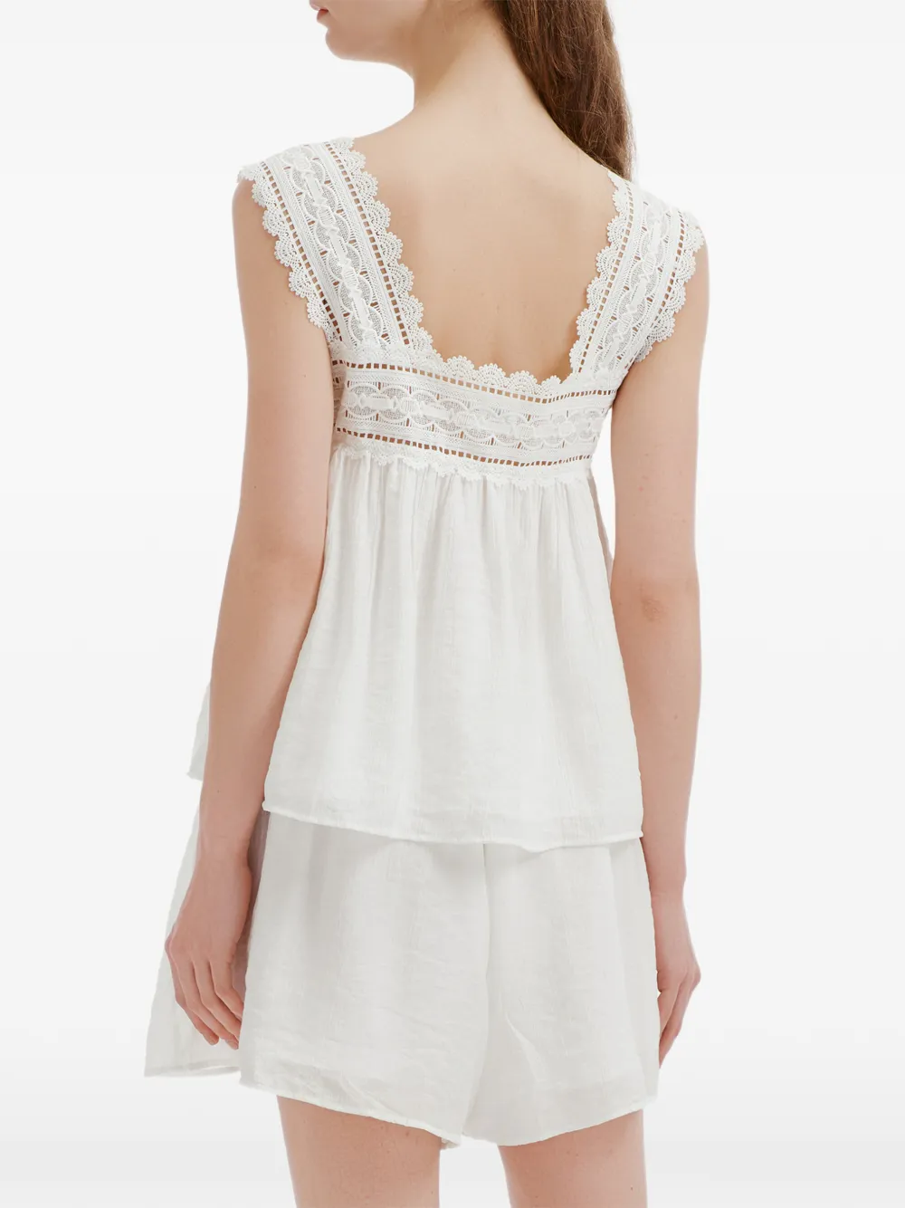 b+ab Jumpsuit met kanten afwerking en knopen Wit