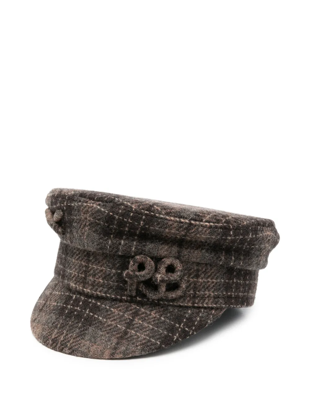 Ruslan Baginskiy check-print logo-embroidered baker boy hat - Marrone