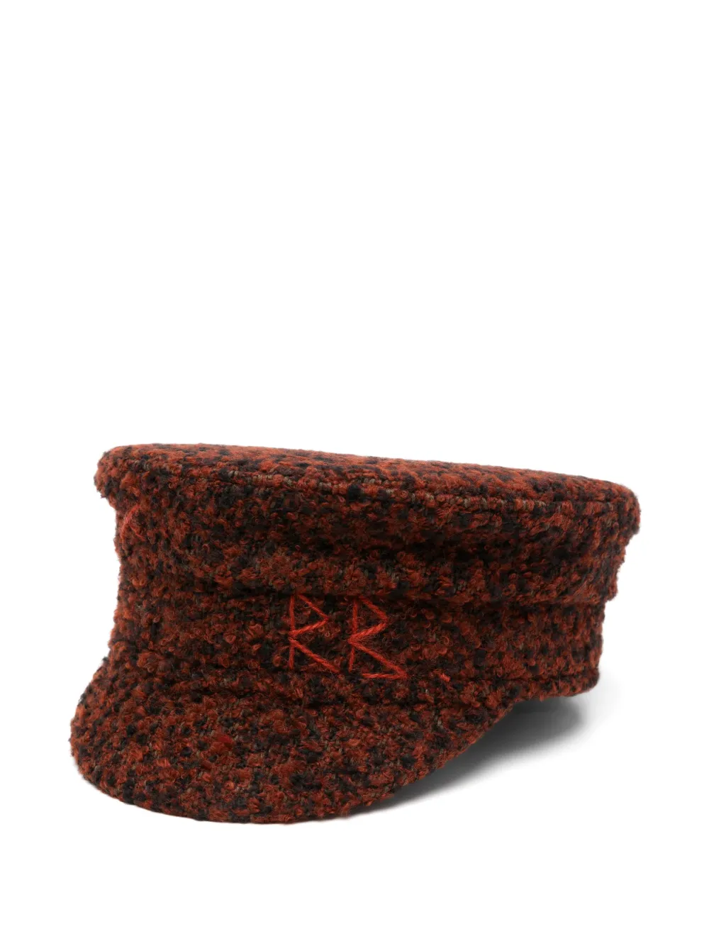 Ruslan Baginskiy logo-embroidered bouclé baker boy hat - Marrone