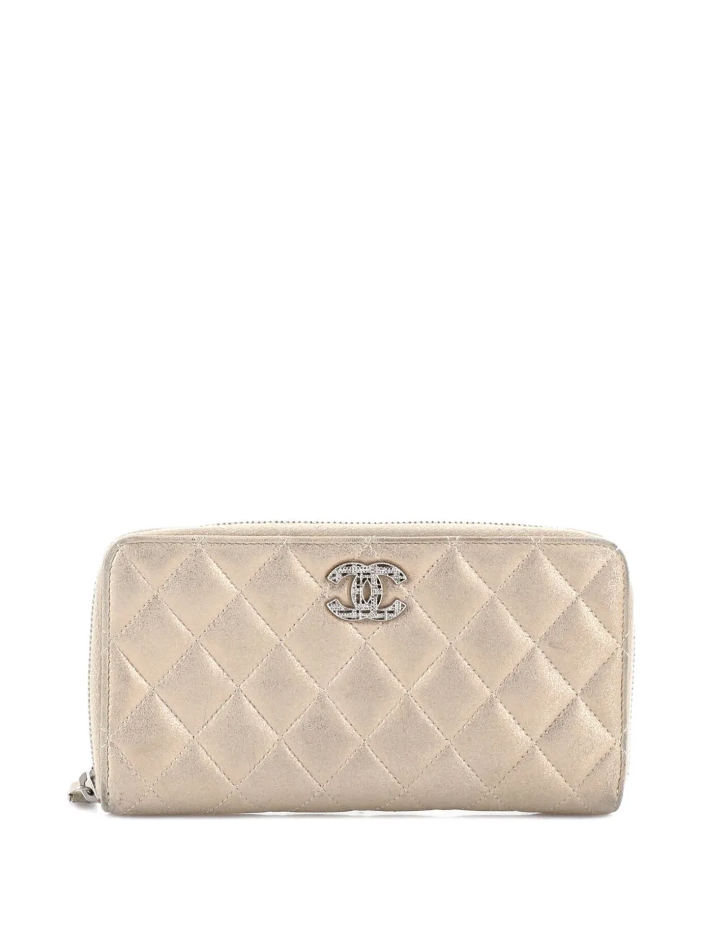 CHANEL Pre-Owned Paris-Salzburg Zip Around Wallet Quilted Iridescent Calfskin Long small wallets - Gold