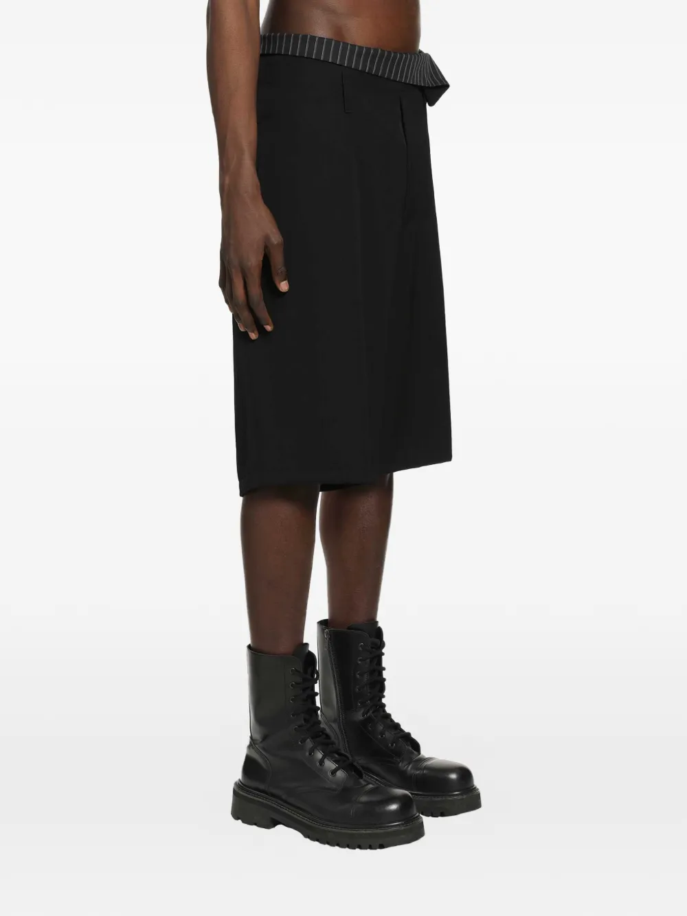 Yohji Yamamoto Thaise wollen gabardine shorts Zwart