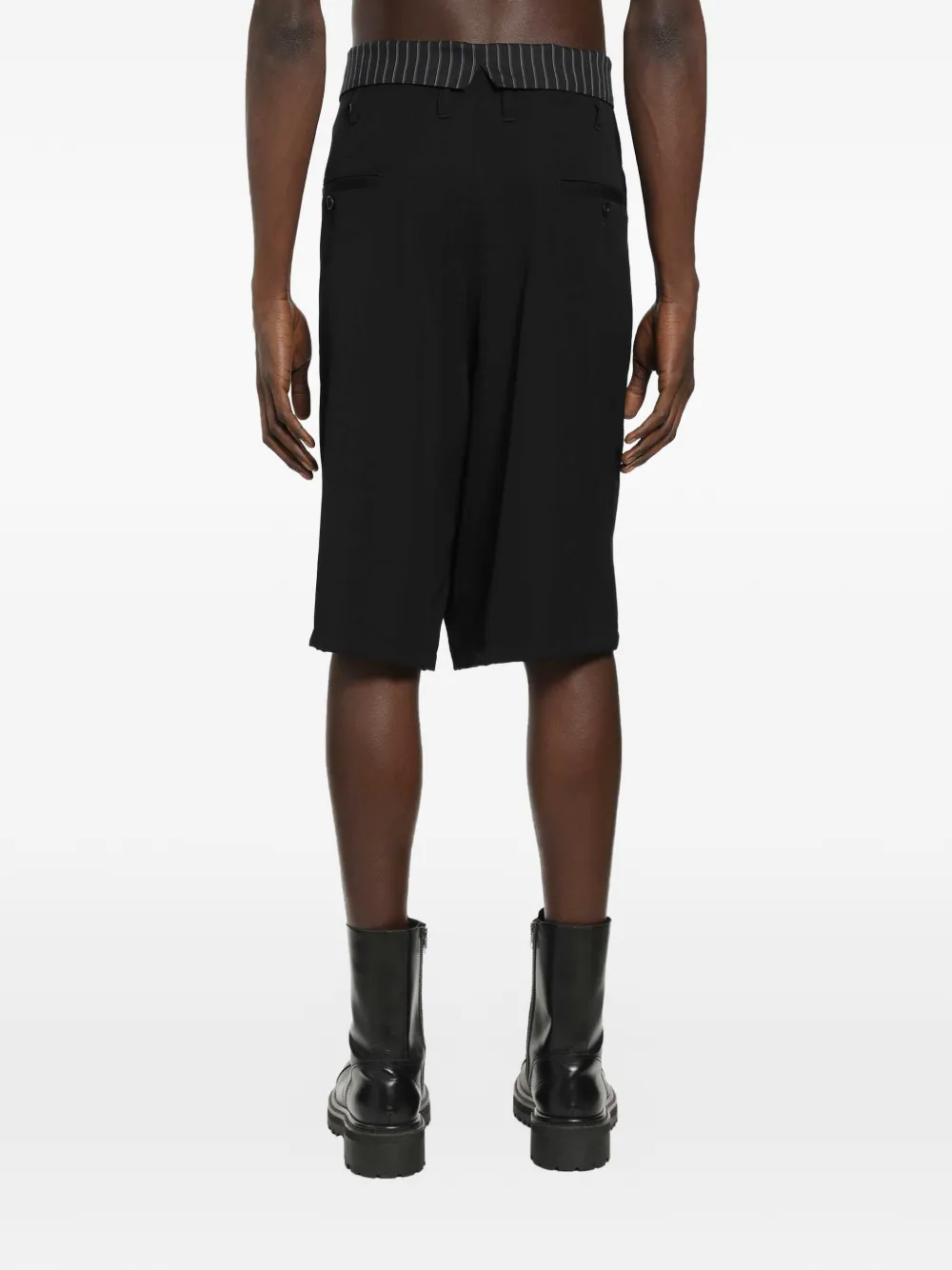 Yohji Yamamoto Thaise wollen gabardine shorts Zwart
