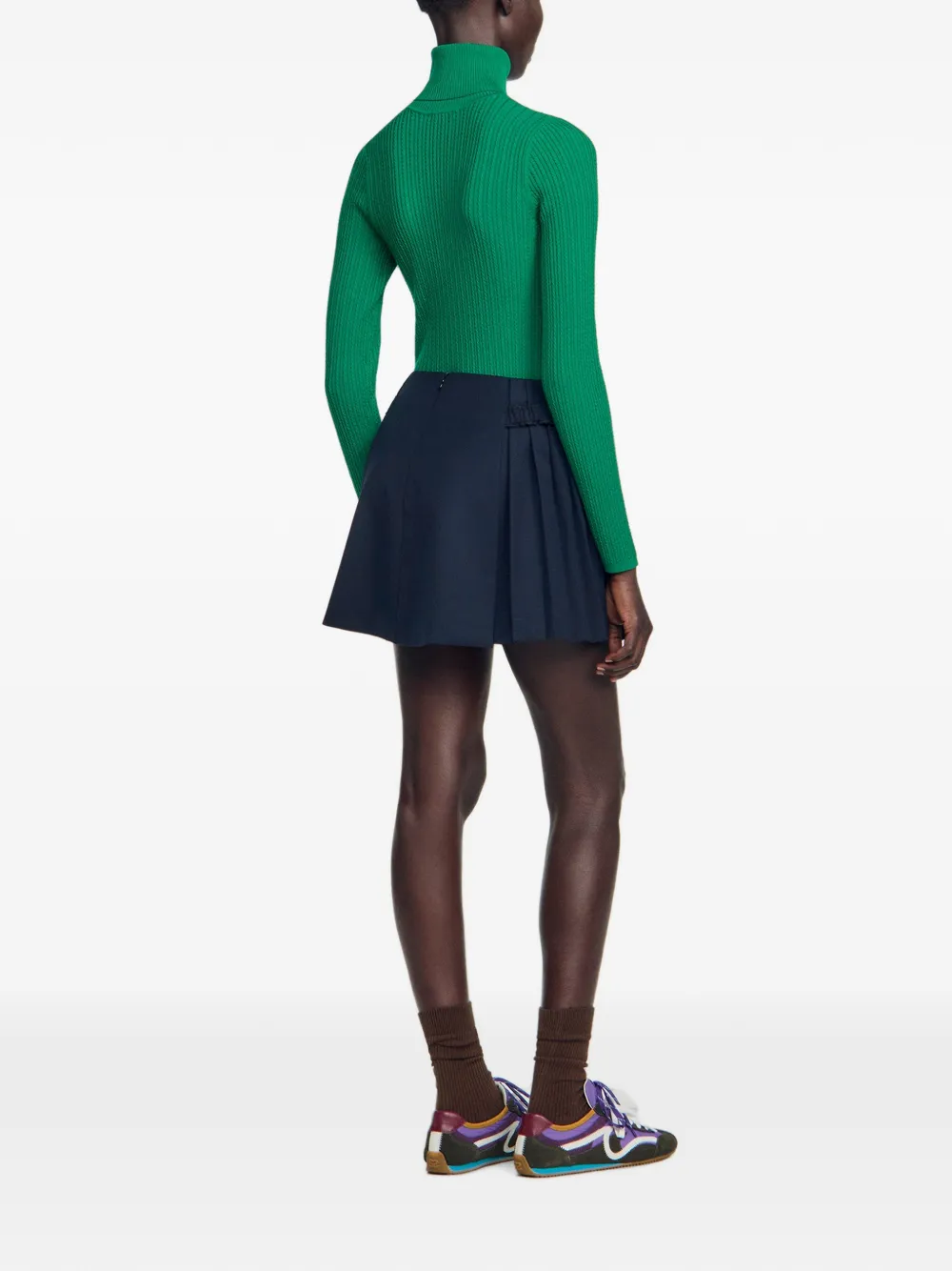 SANDRO Wollen skort met knopen Blauw