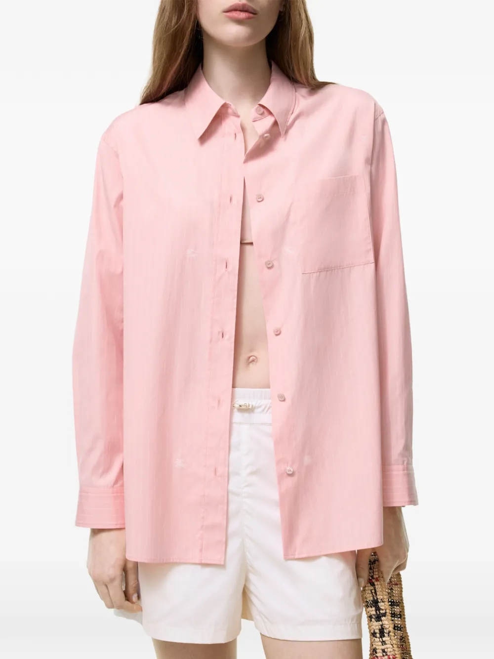 Burberry Knight fil-coupé gestreept katoenen blouse Roze