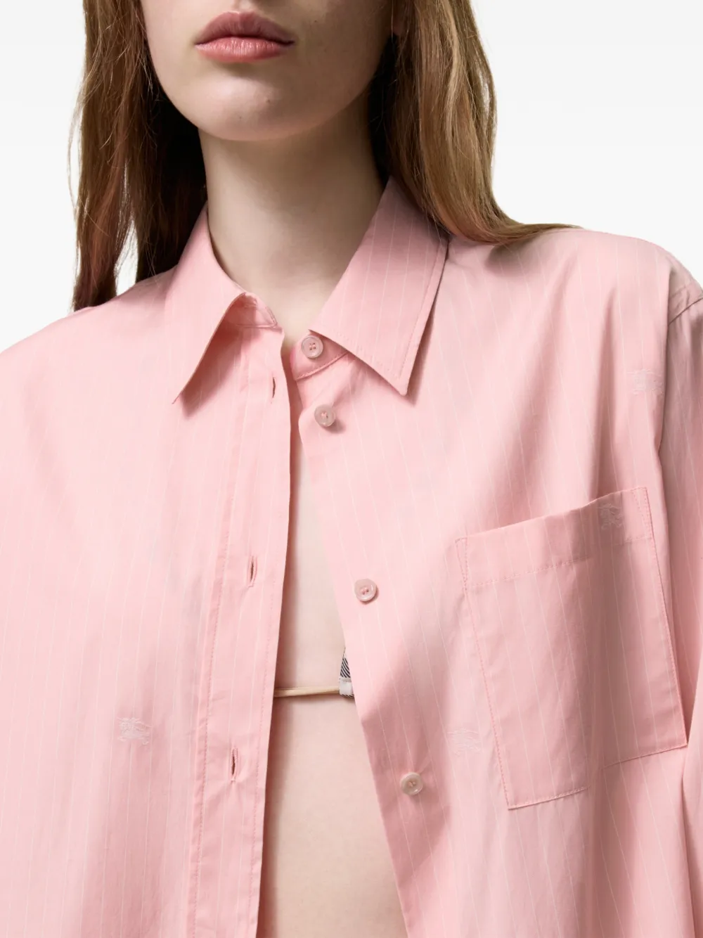 Burberry Knight fil-coupé gestreept katoenen blouse Roze