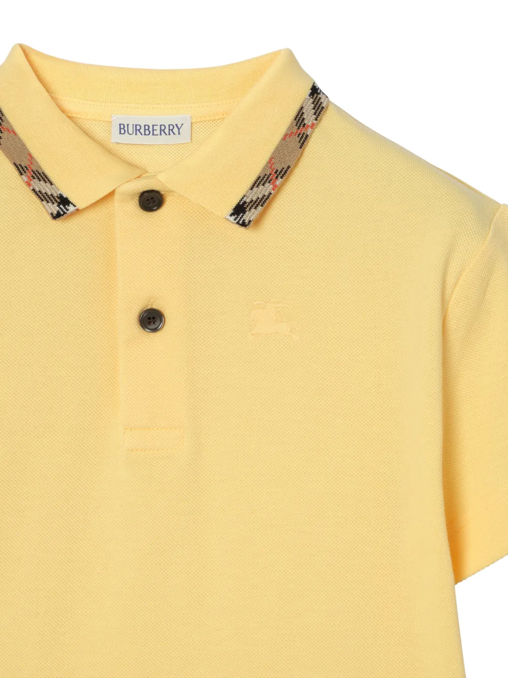 Burberry Kids Katoenen piqué poloshirt Geel
