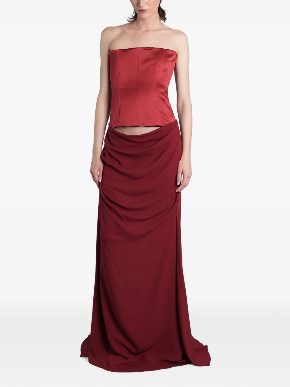  Alex Perry Strapless Draped Maxi Dress - Rojo 