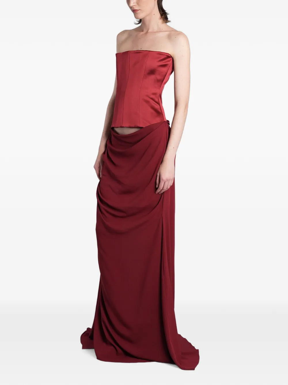  Alex Perry Strapless Draped Maxi Dress - Rojo 