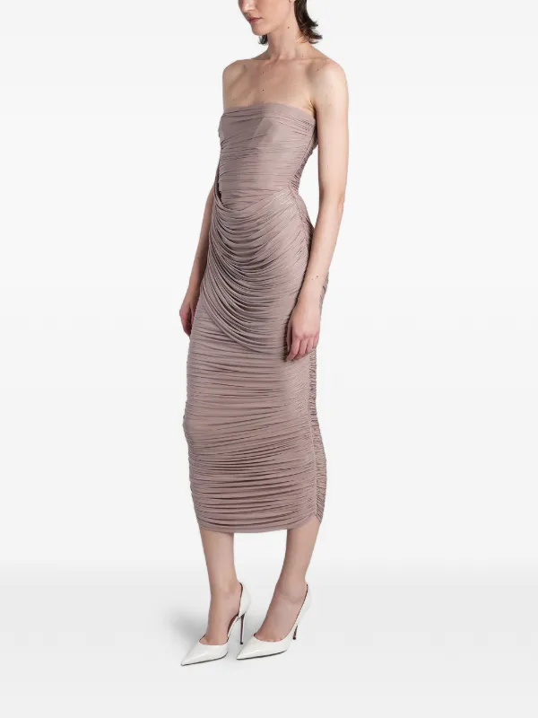 alex perry strapless midi dress Alex Perry Strapless Draped Midi Dress