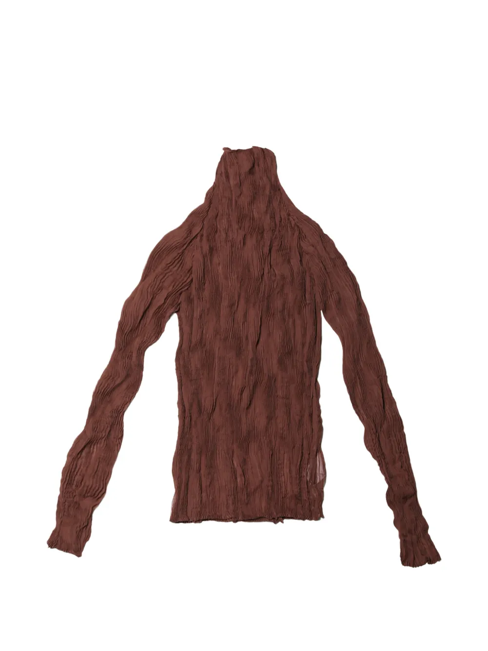 Issey Miyake Chiffon Twist pleated high-neck top - Marrone