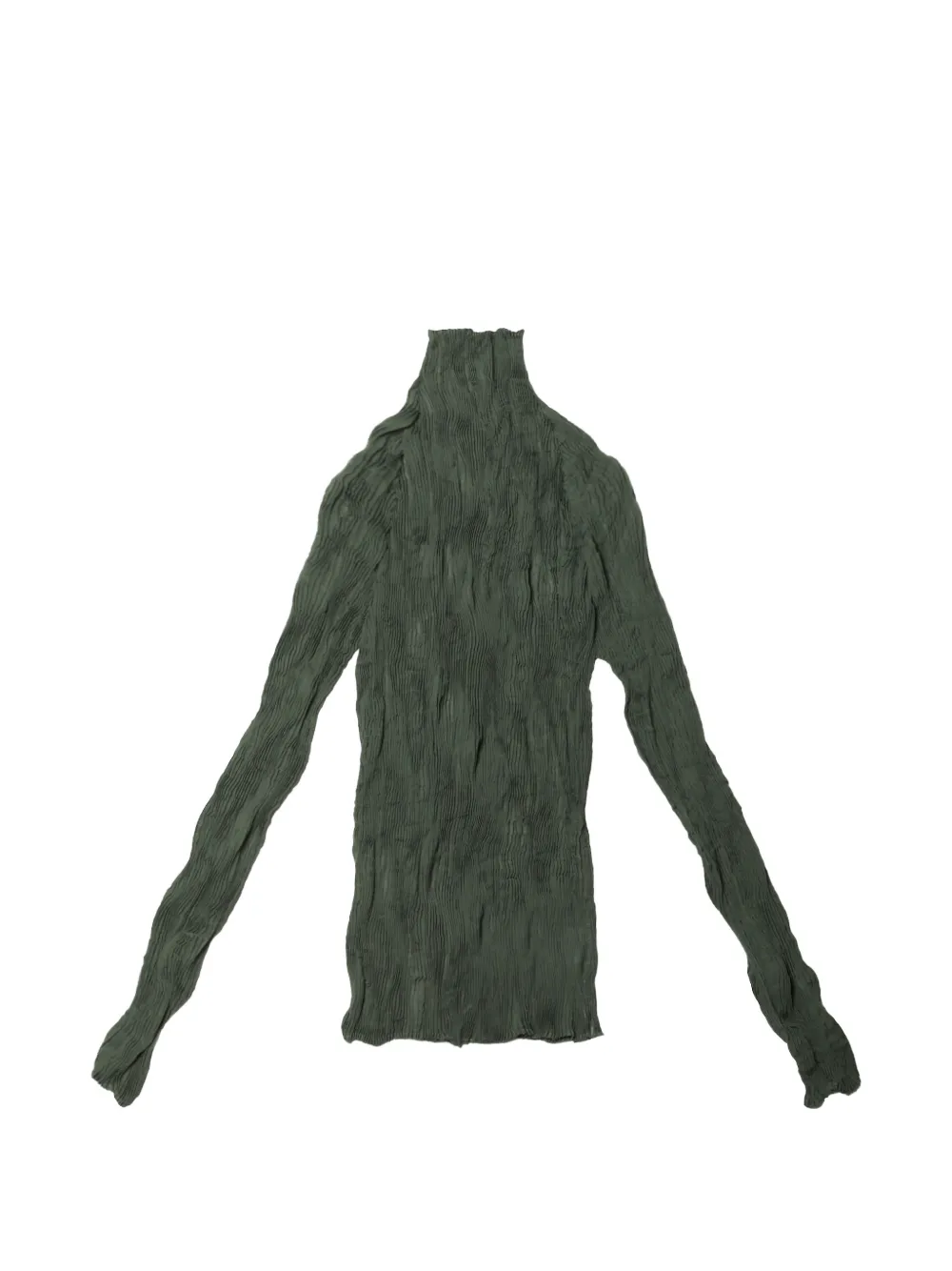 Issey Miyake Chiffon Twist 3 pleated high-neck top - Verde