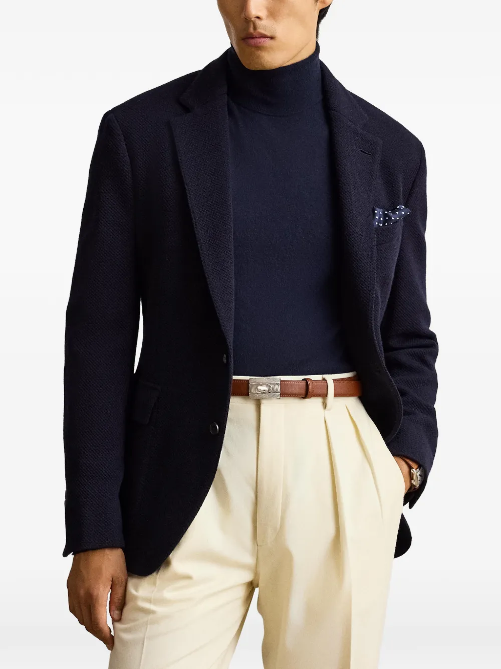 Ralph Lauren Purple Label Hadley gebreide blazer Blauw