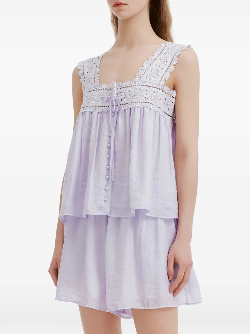 b+ab lace-trim button-up jumpsuit - Viola