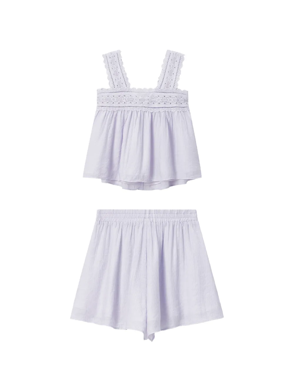 b+ab Button-up jumpsuit met afwerking van kant Paars