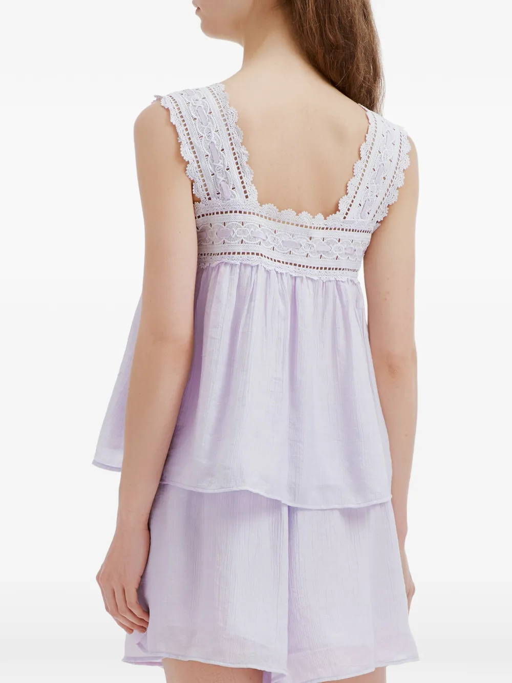 b+ab Button-up jumpsuit met afwerking van kant Paars