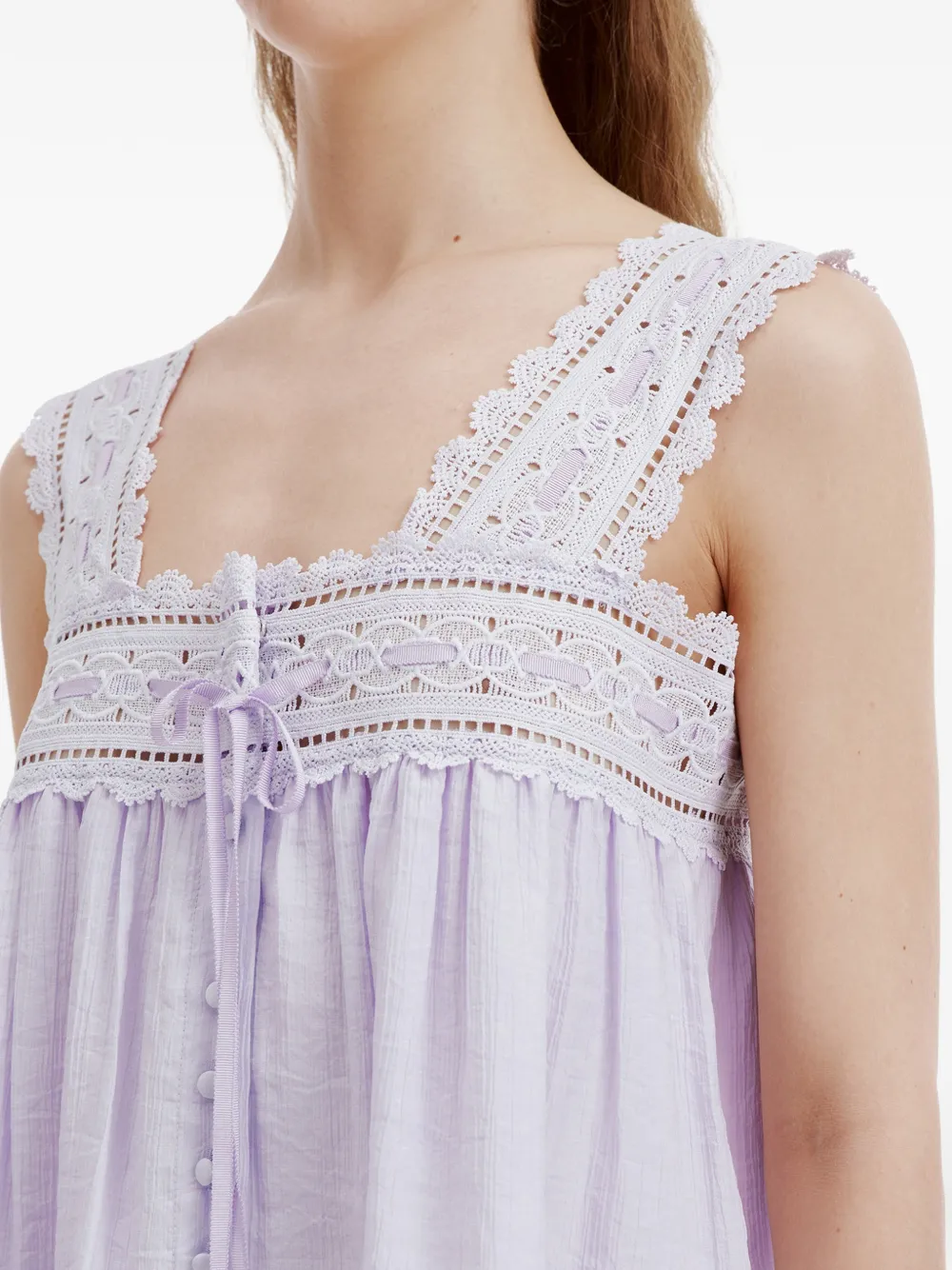 b+ab Button-up jumpsuit met afwerking van kant Paars