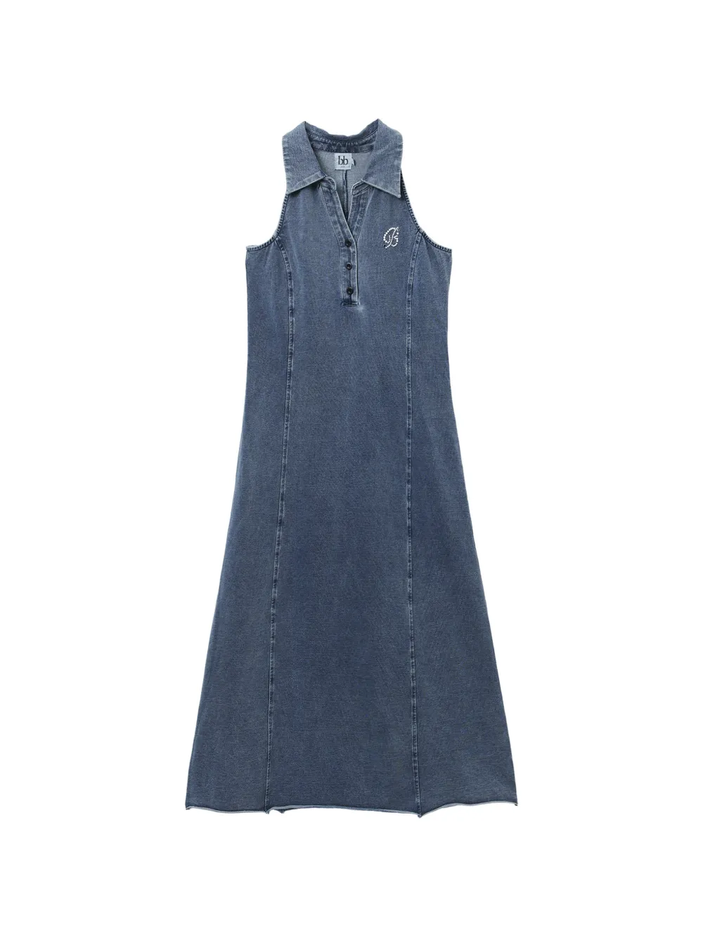 b+ab halterneck logo-embellished dress - Blu