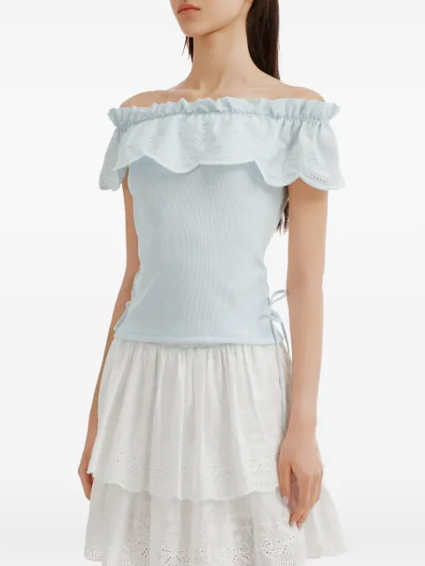 tout a coup haut en broderie anglaise à épaules dénudées