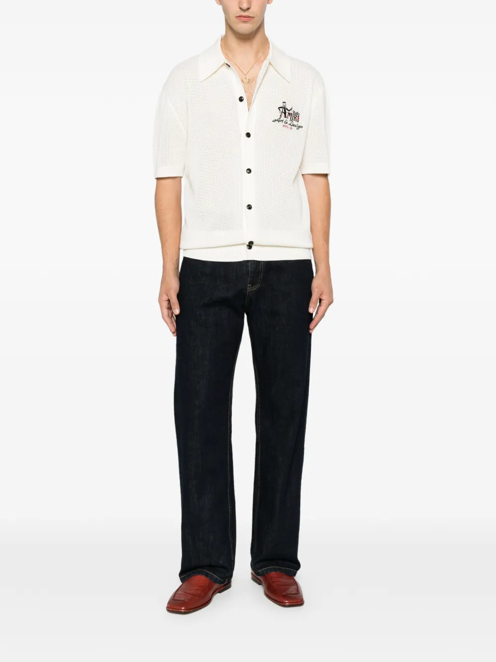 AMIRI Studio overhemd met geborduurd logo Beige