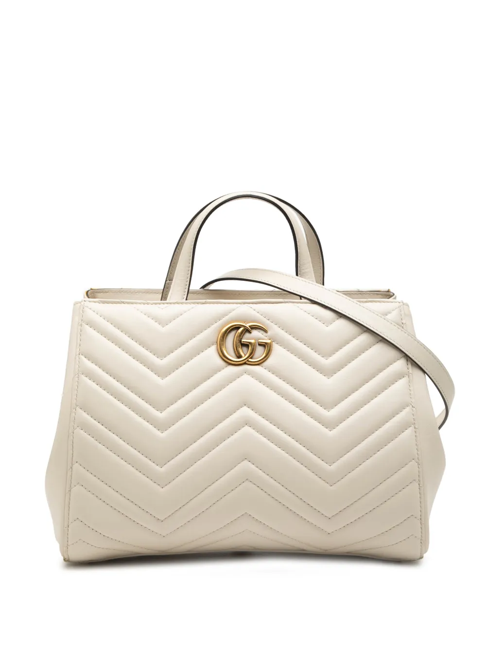 Gucci Pre-Owned 2016-2026 Small GG Marmont Matelasse Calfskin satchel - Weiß