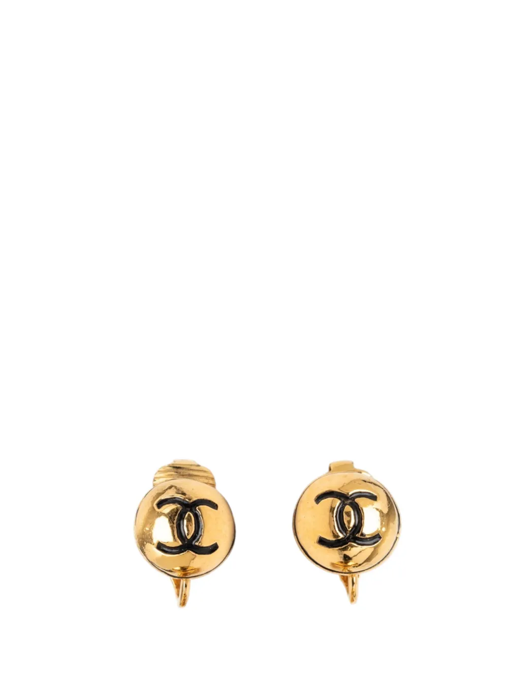 CHANEL Pre-Owned 1950-1970 CC Gold Plated Round Clip On Earrings costume earrings - Oro