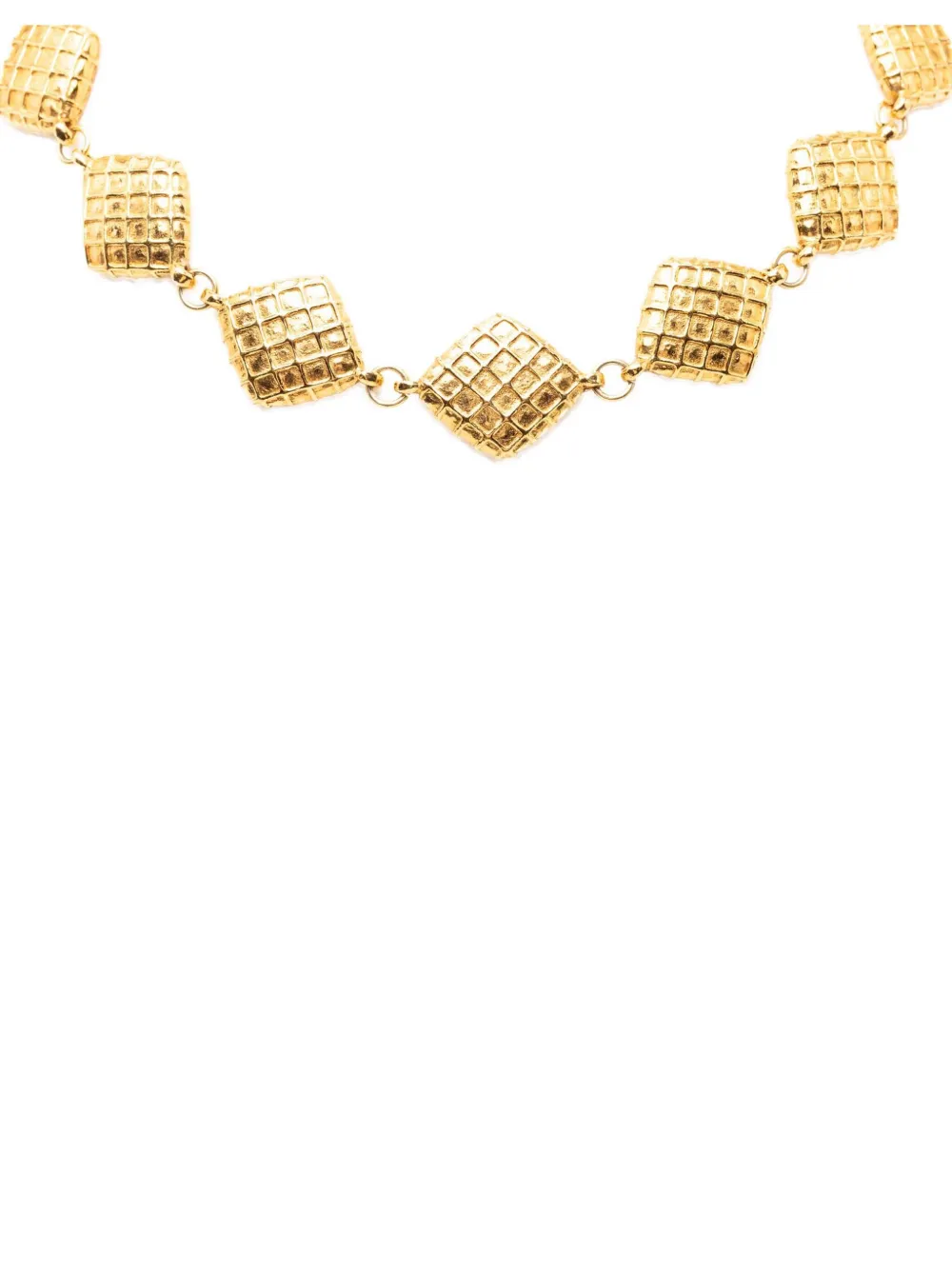CHANEL Pre-Owned 1970-1980 CC Gold Plated Quilted Diamond Necklace costume necklace - Oro