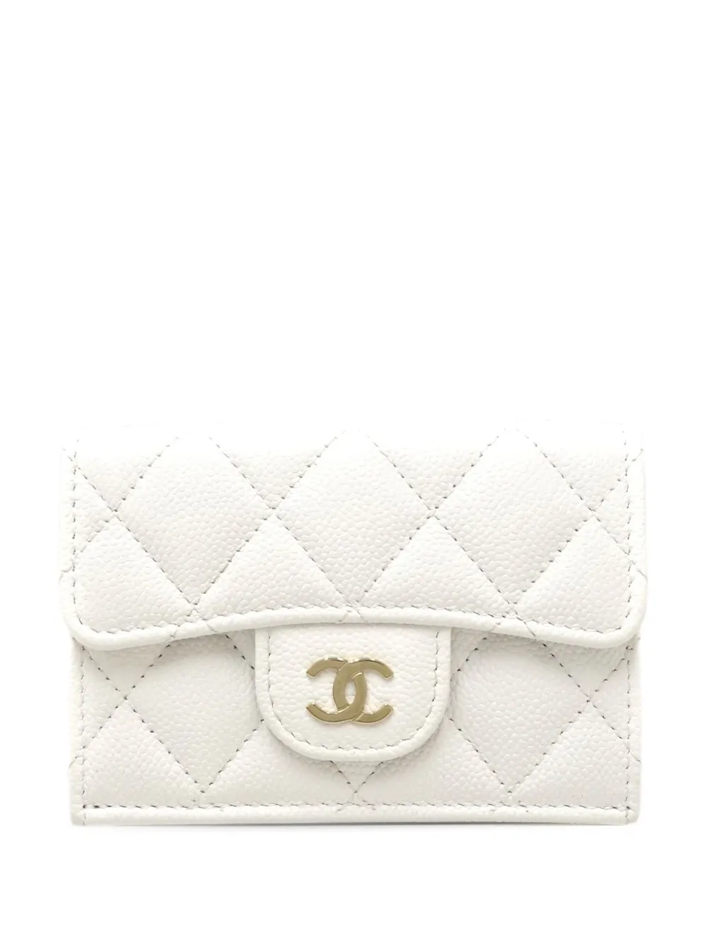 CHANEL Pre-Owned 2021-2026 CC Quilted Caviar Flap Card Holder Wallet small wallets - Bianco
