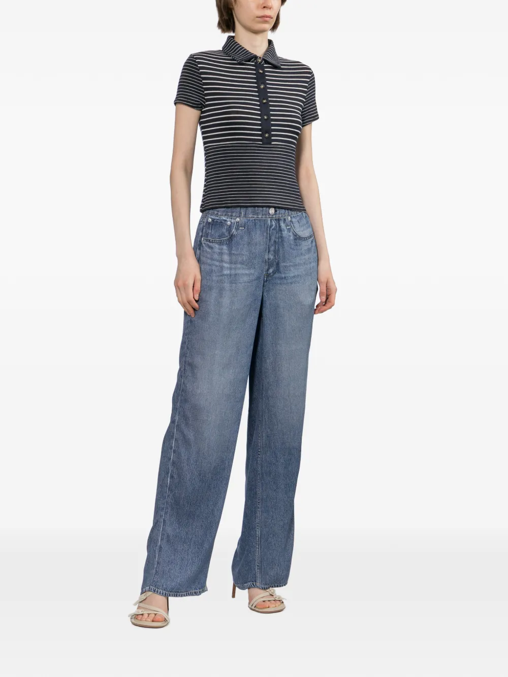 rag & bone Gestreept poloshirt Blauw