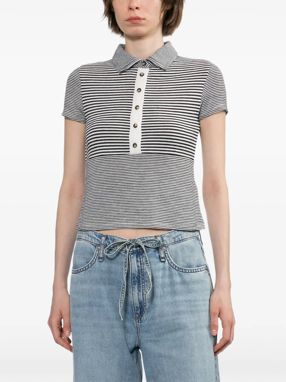 rag & bone The Knit gestreept poloshirt Beige