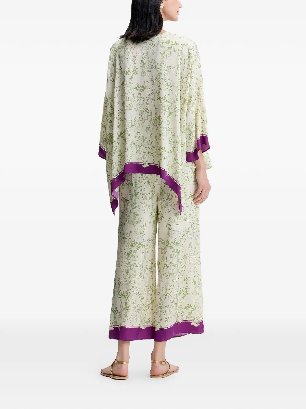 Shanghai Tang Mulberry zijden palazzo broek Beige