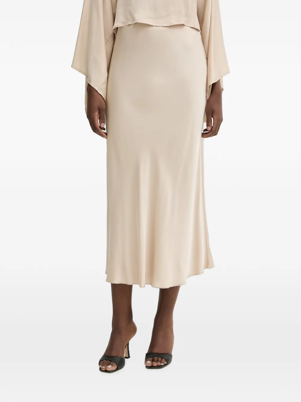 Haveone satin-finish flared midi skirt - Toni neutri