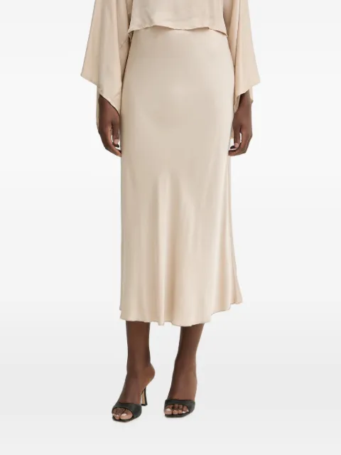 Haveone satin-finish flared midi skirt