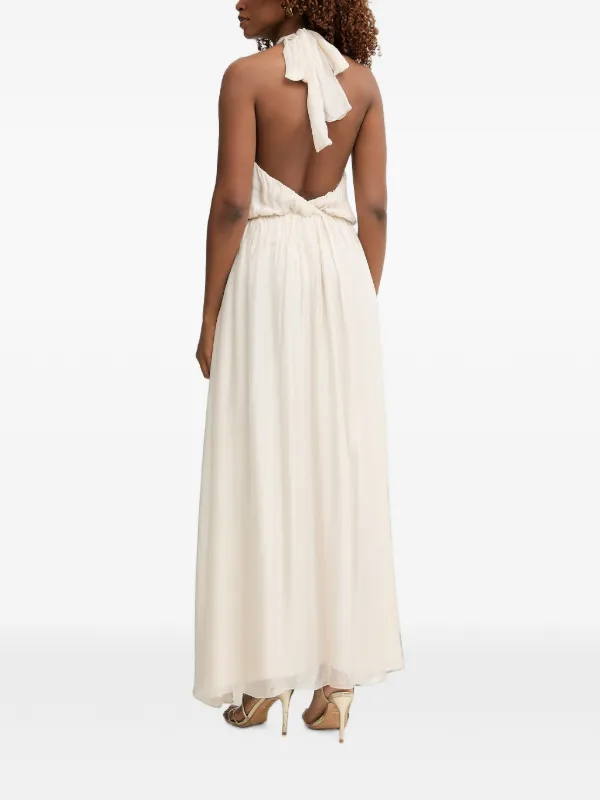 halterneck pleated maxi dress Pleated Halter Maxi Dress