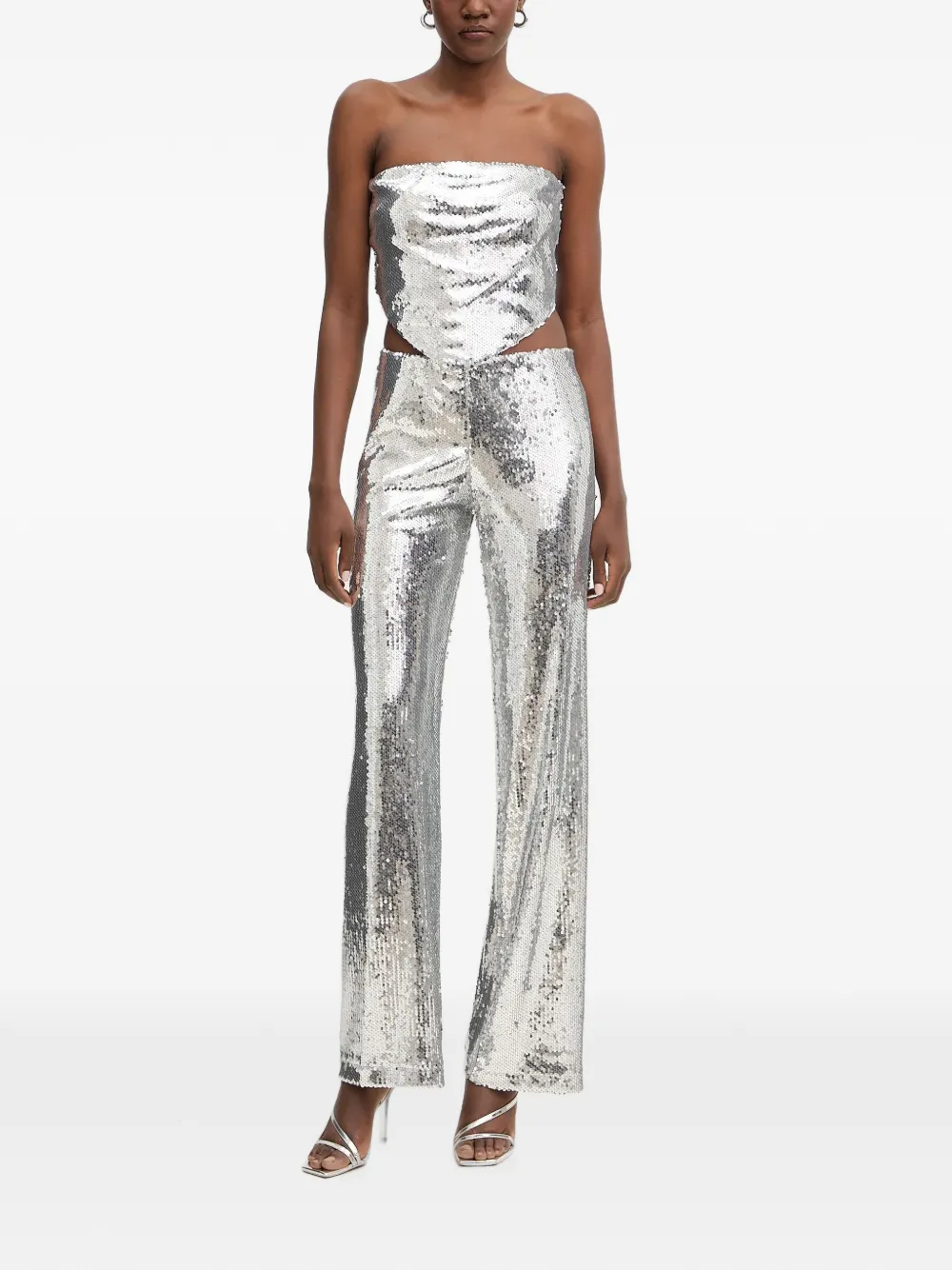 Haveone Broek verfraaid met pailletten Zilver