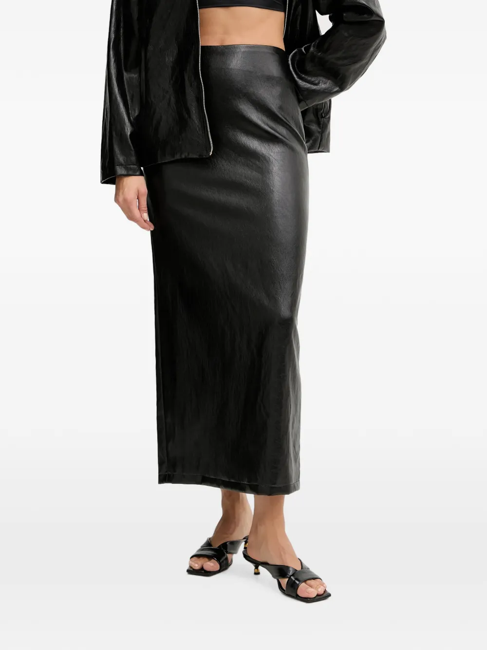 Haveone Rear-slit Skirt In Black
