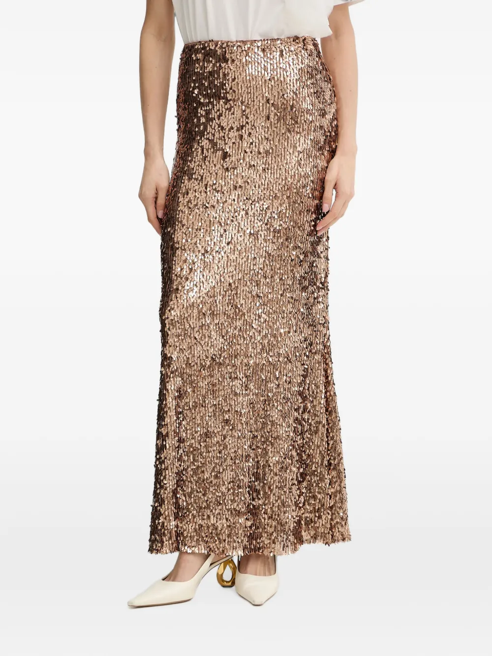 Haveone Sequin-embellished Maxi Skirt In Brown