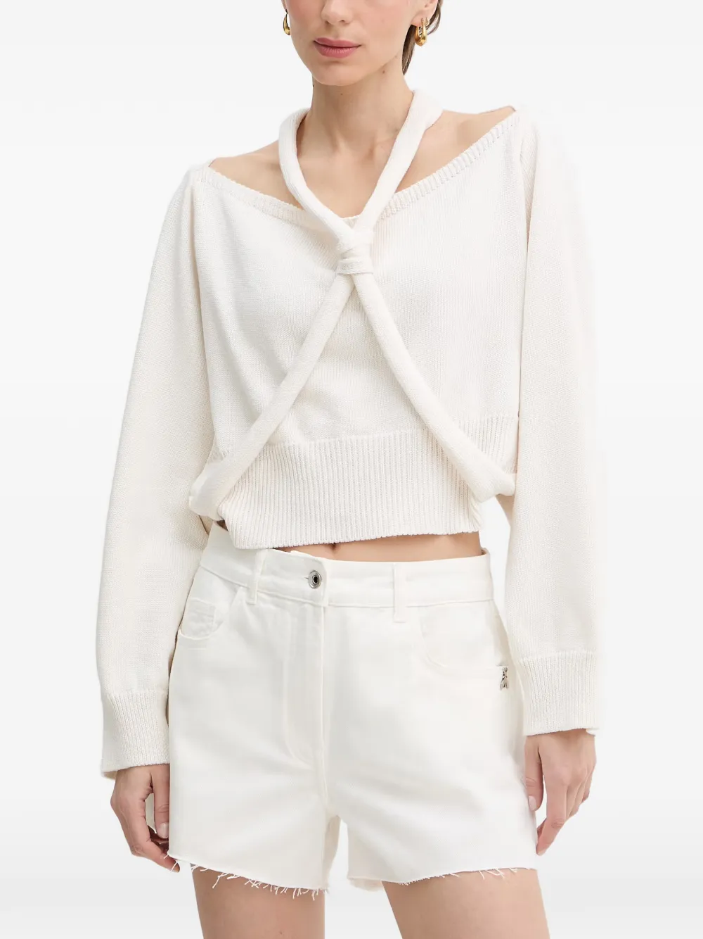 Haveone halterneck cold-shoulder sweater - Nude