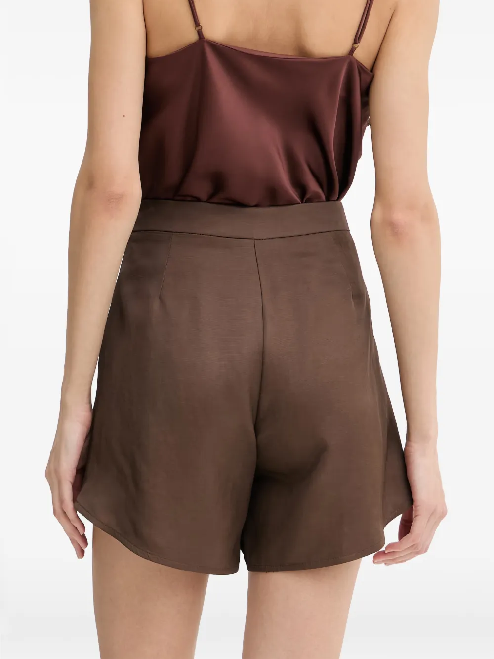 Haveone High waist shorts met gewelfde afwerking Bruin
