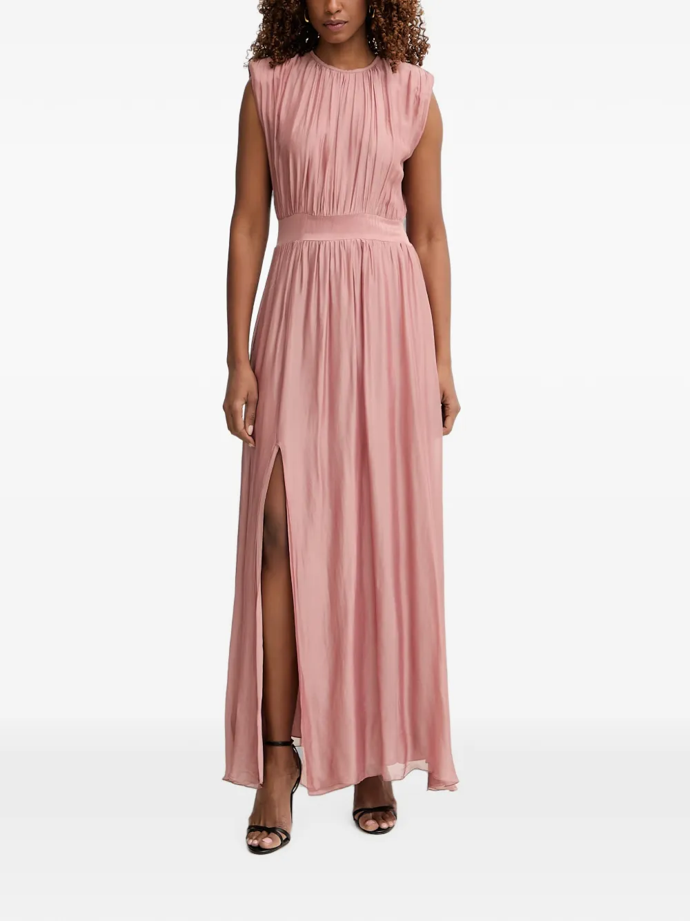 Haveone gathered side-slit maxi dress - Rosa