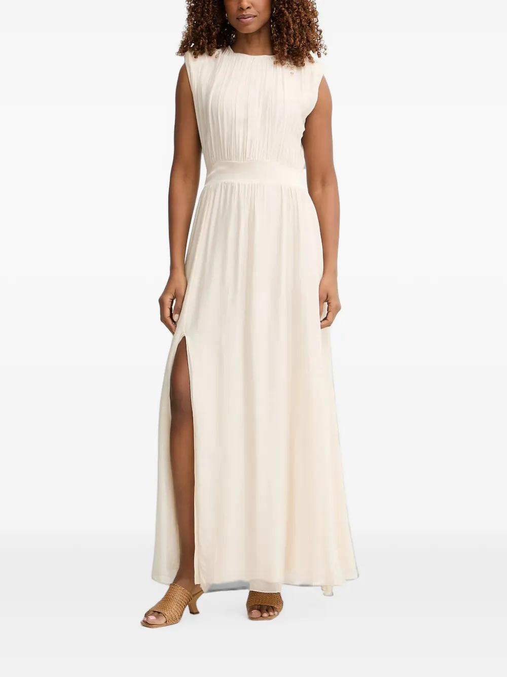 Haveone pleated side-slit dress